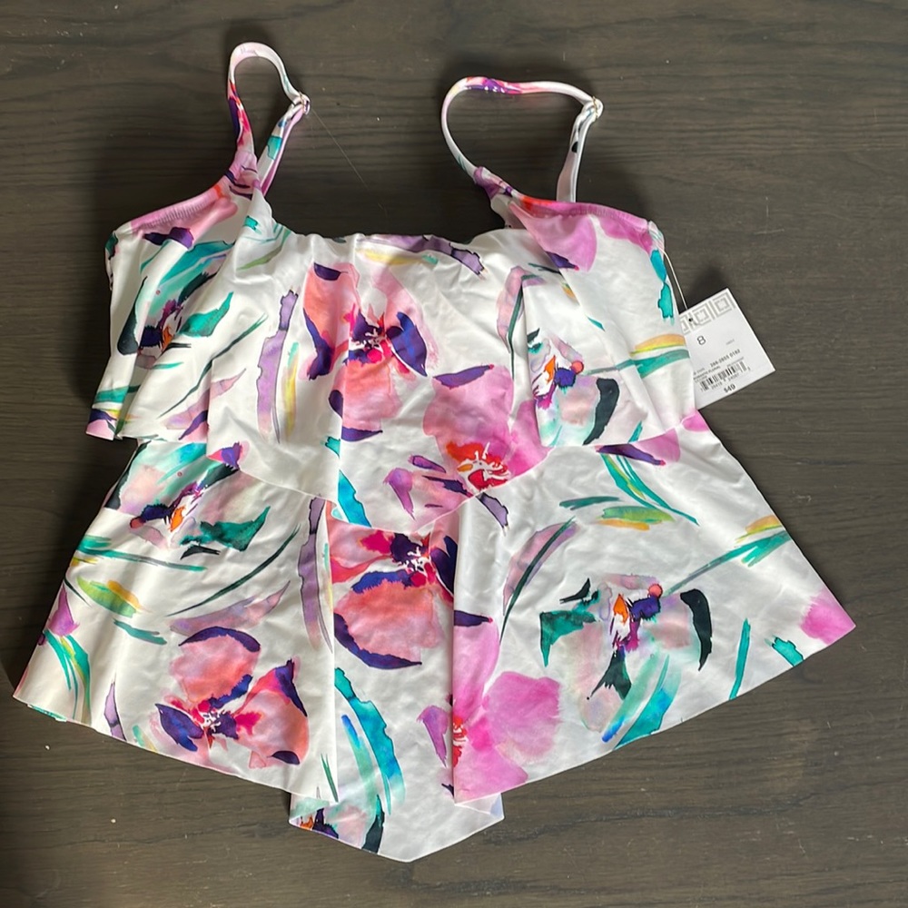 Liz Claiborne Floral Tankini Swimsuit Top, Size 8